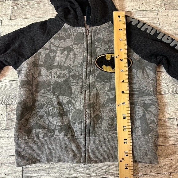 BATMAN | Toddler Zip Up Jacket with Hoodie | Size: 2T | Black & Gray - Picture 8 of 8